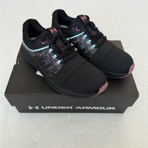 Under Armour Women's Charged Breathe Bliss PS Black Sneakers with Pink Accents